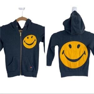 EUC Aviator Nation Kids Hoodie in navy with Yellow Smiley unisex 4 hard to find